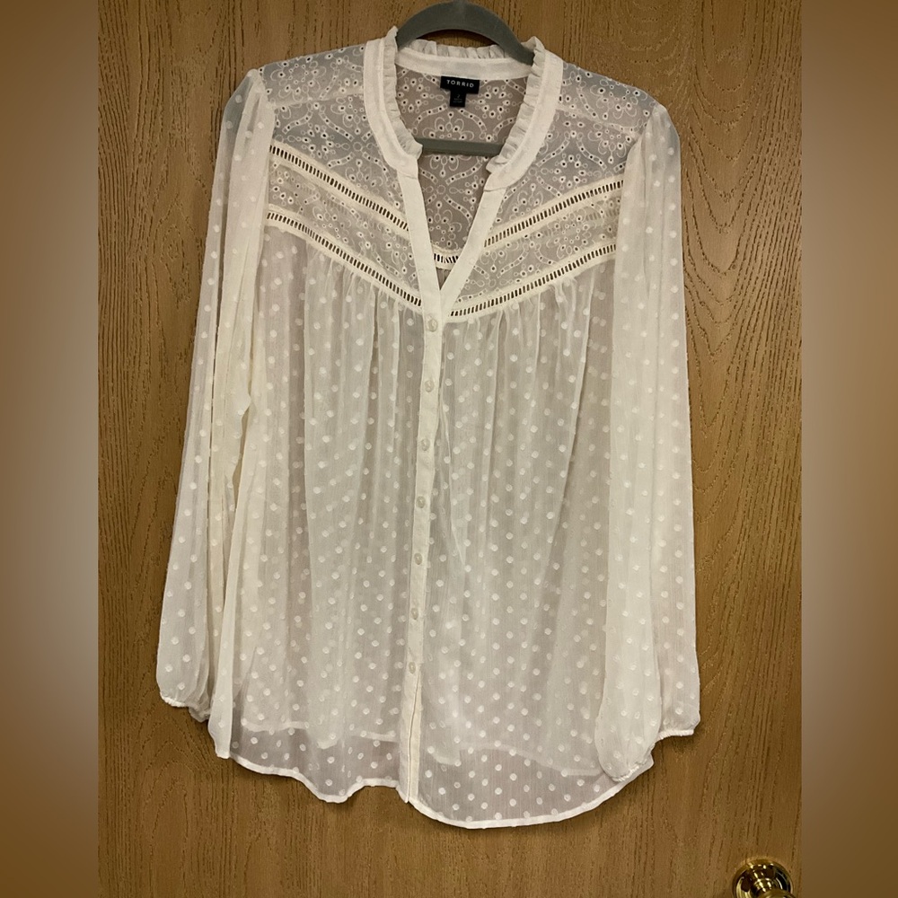 Torrid Cream Lace Blouse